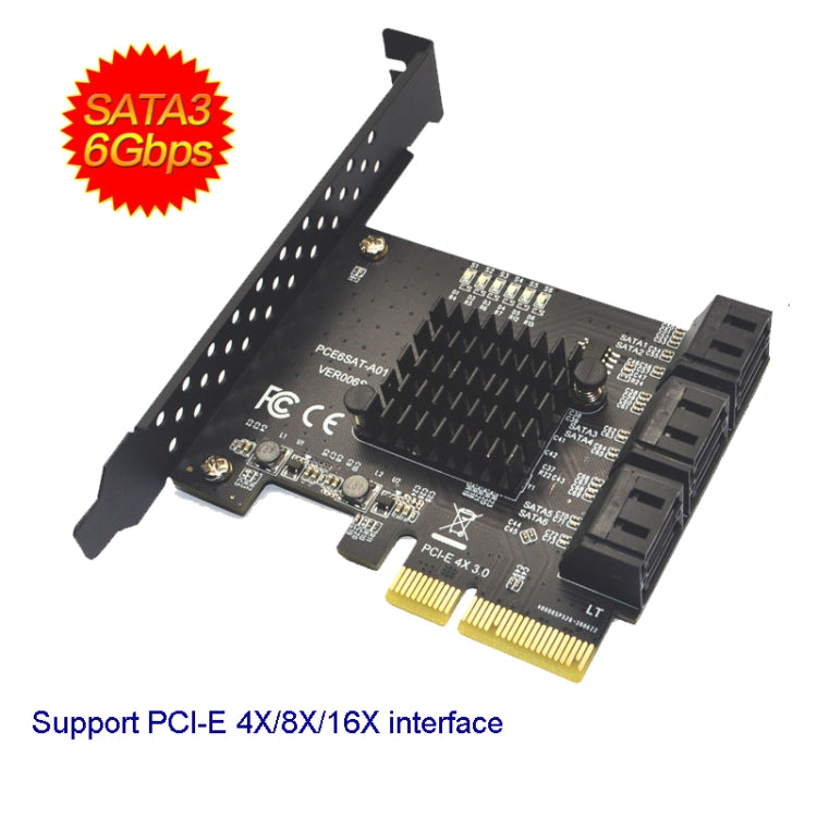 PCIE 1X To 8 Port  SATA 3.0 Adapter Expansion Card ASMedia ASM1166 Converter - Add-on Cards by PMC TechLife | Online Shopping South Africa | PMC TechLife