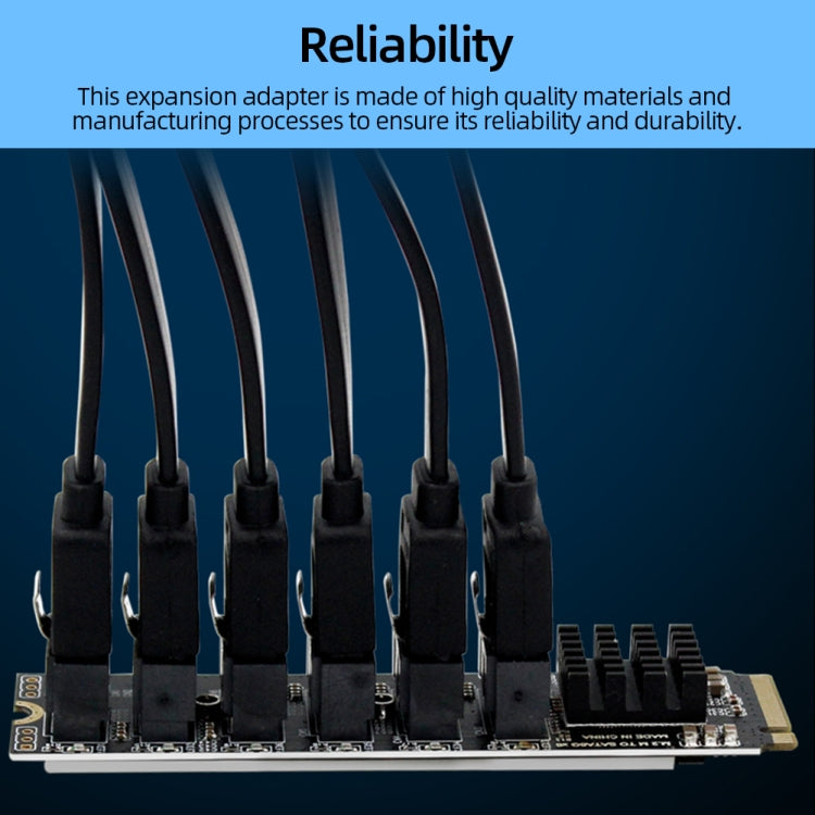 M2 M-EKY PCIE3.0 To SATA6G Transfer Expansion Card 6 Port Hard Disk Expansion Adapter Card(PH516) - Card Adapter by PMC TechLife | Online Shopping South Africa | PMC TechLife