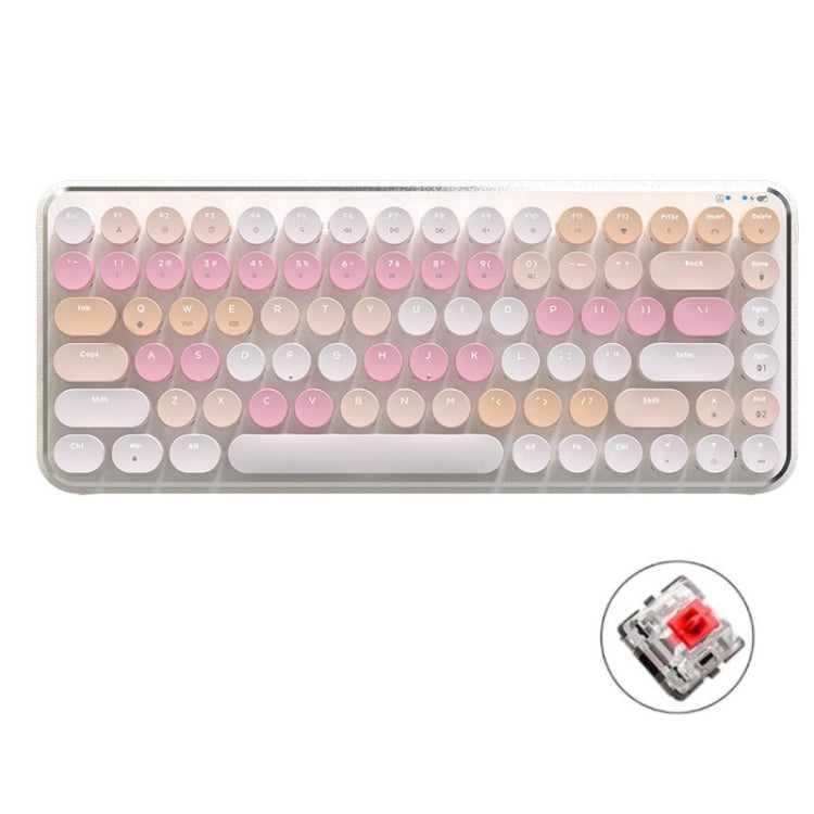 Ajazz K840T 84-Key Wireless/Bluetooth/Wired Three-Mode Round Key Punk Keycap Mechanical Keyboard Red Shaft (White Peach Mousse) - Wireless Keyboard by Ajazz | Online Shopping South Africa | PMC Jewellery | Buy Now Pay Later Mobicred