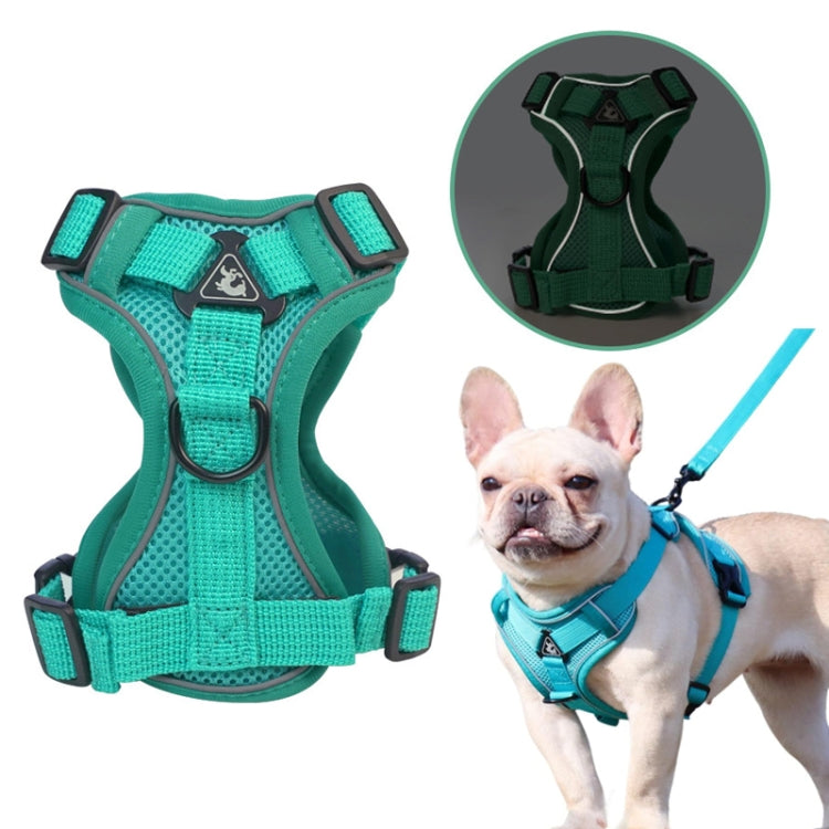Pet Vest Harness + Traction Rope Set Reflective Breathable Dog Cat Harness, Size: XL(Blue) - Leashes by PMC Jewellery | Online Shopping South Africa | PMC Jewellery