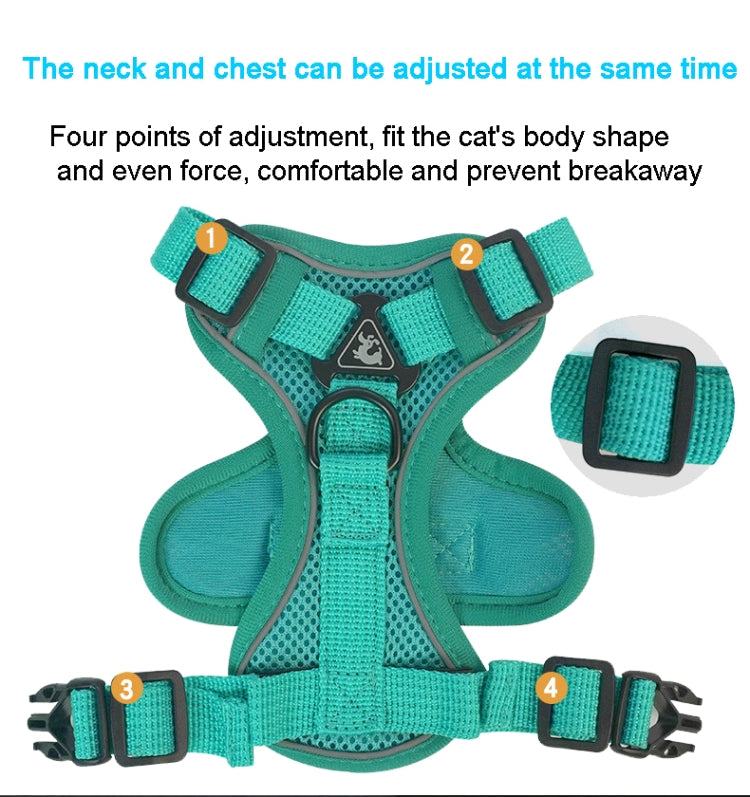 Pet Vest Harness + Traction Rope Set Reflective Breathable Dog Cat Harness, Size: M(Blue) - Leashes by PMC Jewellery | Online Shopping South Africa | PMC Jewellery