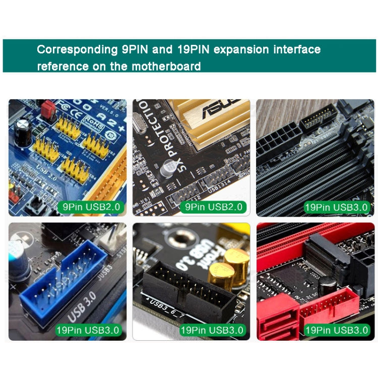 9 Pin USB Header Female 1 To 2 Male Board 9-Pin USB 2.0 HUB Connector Adapter - USB 2.0 HUB by PMC TechLife | Online Shopping South Africa | PMC TechLife