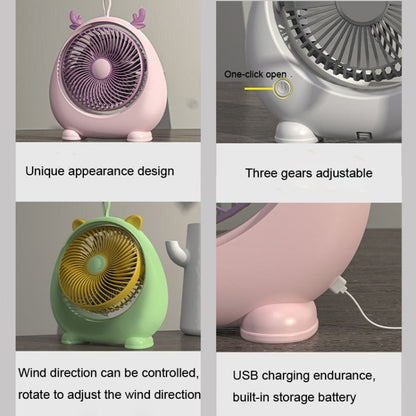 Dormitory Portable Animal Ear Desktop Electric Fan, Style: Directly Inserted Version White - Electric Fans by PMC Jewellery | Online Shopping South Africa | PMC Jewellery | Buy Now Pay Later Mobicred