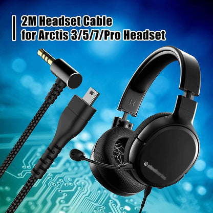 For SteelSeries Arctis 3 5 7 Pro Nylon Weaving Game Headset Cable(Black) - Headset Accessories by PMC Jewellery | Online Shopping South Africa | PMC Jewellery