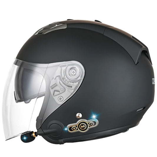 KUQIBAO Motorcycle Smart Bluetooth Sun Protection Double Lens Safety Helmet, Size: M(Matte Black) - Helmets by KUQIBAO | Online Shopping South Africa | PMC Jewellery | Buy Now Pay Later Mobicred
