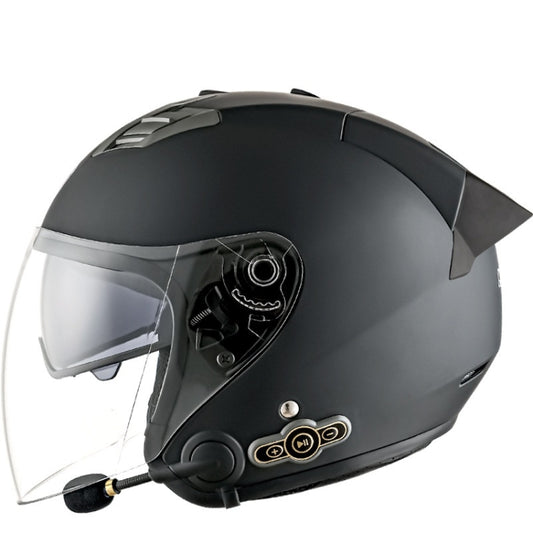 KUQIBAO Motorcycle Smart Bluetooth Sun Protection Double Lens Safety Helmet, Size: M(Matte Black+Black Tail) - Helmets by KUQIBAO | Online Shopping South Africa | PMC Jewellery | Buy Now Pay Later Mobicred