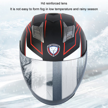 KUQIBAO Motorcycle Smart Bluetooth Sun Protection Double Lens Safety Helmet, Size: XXL(White+Gray Tail) - Helmets by KUQIBAO | Online Shopping South Africa | PMC Jewellery | Buy Now Pay Later Mobicred