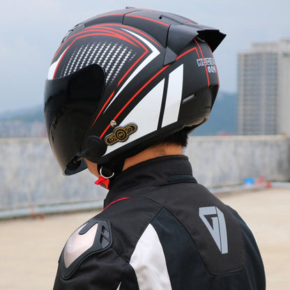 KUQIBAO Motorcycle Smart Bluetooth Sun Protection Double Lens Safety Helmet, Size: M(Matte Black Phantom Fiber) - Helmets by KUQIBAO | Online Shopping South Africa | PMC Jewellery | Buy Now Pay Later Mobicred