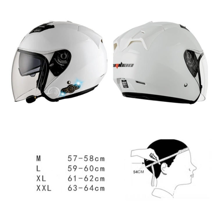 KUQIBAO Motorcycle Smart Bluetooth Sun Protection Double Lens Safety Helmet, Size: L(White Phantom Fiber) - Helmets by KUQIBAO | Online Shopping South Africa | PMC Jewellery | Buy Now Pay Later Mobicred