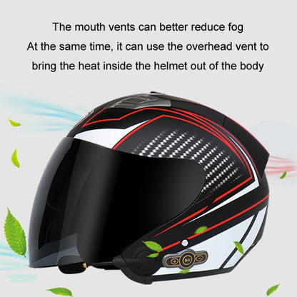 KUQIBAO Motorcycle Smart Bluetooth Sun Protection Double Lens Safety Helmet, Size: L(White Phantom Fiber+Gray Tail) - Helmets by KUQIBAO | Online Shopping South Africa | PMC Jewellery | Buy Now Pay Later Mobicred