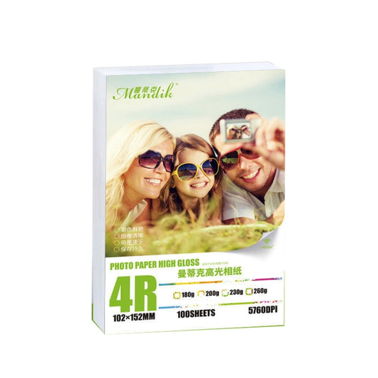 Mandik 4R 6-Inch One Side Glossy Photo Paper For Inkjet Printer Paper Imaging Supplies, Spec: 180gsm 500 Sheets - Printer Accessories by PMC Jewellery | Online Shopping South Africa | PMC Jewellery | Buy Now Pay Later Mobicred