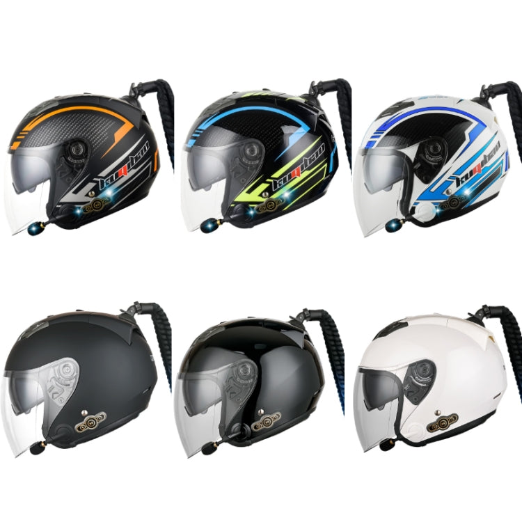 KUQIBAO Motorcycle Bluetooth Headset Double Lens Helmet With Braid, Size: XXL(White Phantom Fiber) - Helmets by KUQIBAO | Online Shopping South Africa | PMC Jewellery | Buy Now Pay Later Mobicred