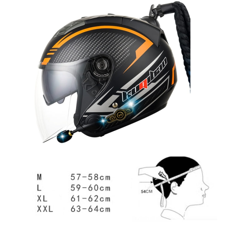 KUQIBAO Motorcycle Bluetooth Headset Double Lens Helmet With Braid, Size: XXL(Scrub Black) - Helmets by KUQIBAO | Online Shopping South Africa | PMC Jewellery | Buy Now Pay Later Mobicred