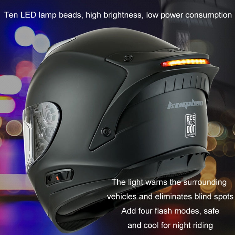 KUQIBAO Motorcycle Dual Lens Anti-Fog Helmet With LED Light, Size: XXL(Matte Black) - Helmets by KUQIBAO | Online Shopping South Africa | PMC Jewellery | Buy Now Pay Later Mobicred