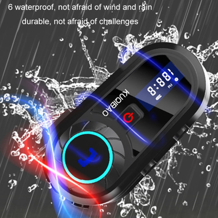 KUQIBAO Motorcycle Helmet Waterproof Bluetooth-compatible Headset With Screen(Hard Microphone) - Motorcycle Walkie Talkie by PMC Jewellery | Online Shopping South Africa | PMC Jewellery | Buy Now Pay Later Mobicred