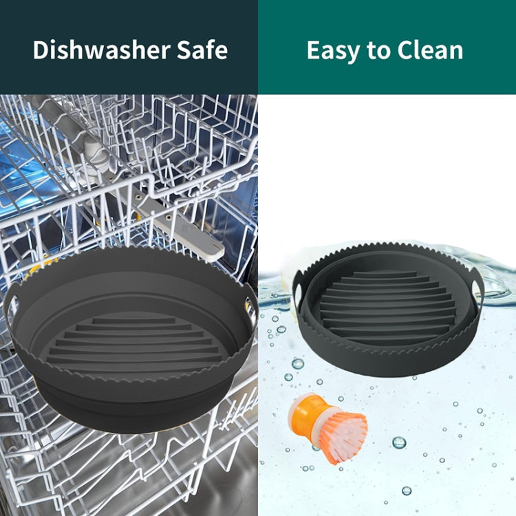 Round 2 Layer Air Fryer Silicone Basket Reusable Foldabl Air Fryer Mold Liner Tray(Gray) - Baking mat & Bakewares by PMC TechLife | Online Shopping South Africa | PMC TechLife