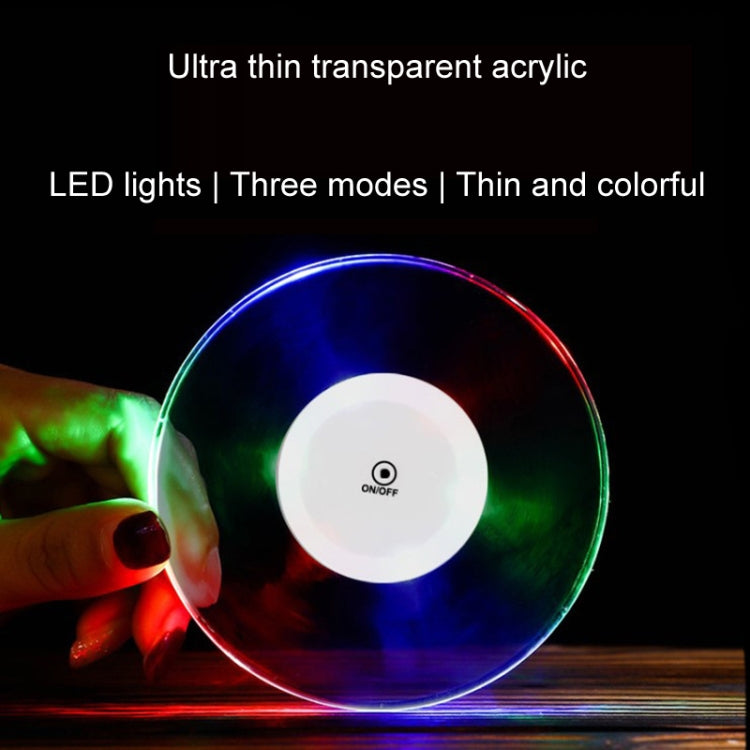 100x10mm Square USB Charging LED Light Up Acrylic Coaster Transparent Crystal Base(Colorful Light) - Car Drink Holders by PMC Jewellery | Online Shopping South Africa | PMC Jewellery | Buy Now Pay Later Mobicred