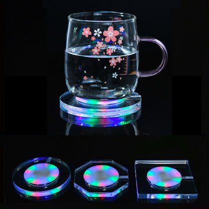 100x10mm Square USB Charging LED Light Up Acrylic Coaster Transparent Crystal Base(Colorful Light) - Car Drink Holders by PMC Jewellery | Online Shopping South Africa | PMC Jewellery | Buy Now Pay Later Mobicred