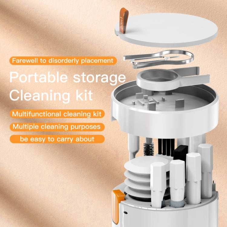 Q20 Headphone Cleaning Pen Mobile Phone Camera Computer Cleaning Tool Without Liquid(White Orange) - free shipping - PMC TechLife - Order now!
