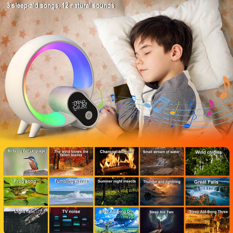 Multi-Functional RGBW Atmosphere Light Bluetooth Speaker Sunrise Wake-Up Lamp Digital Display Alarm Clock(White) - Novelty Lighting by PMC TechLife | Online Shopping South Africa | PMC TechLife | Buy Now Pay Later Mobicred