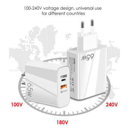 A502 65W USB-C/Type-C+USB Dual Port GaN Charger QC3.0 Laptop Universal Charger US Plug White - USB Charger by PMC Jewellery | Online Shopping South Africa | PMC Jewellery | Buy Now Pay Later Mobicred