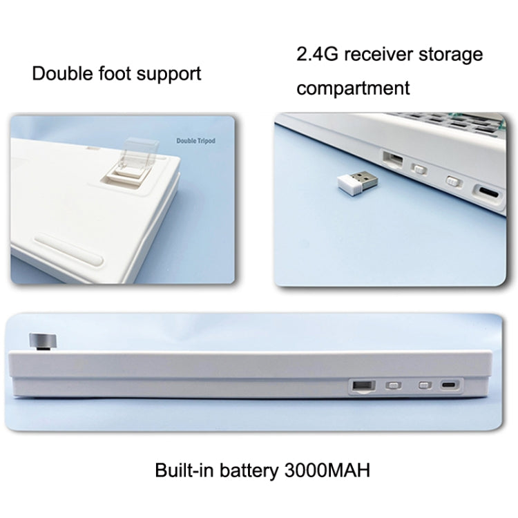 67 Keys Three-mode Customized DIY With Knob Mechanical Keyboard Kit Supports Hot Plug RGB Backlight, Color: White - Other by PMC Jewellery | Online Shopping South Africa | PMC Jewellery | Buy Now Pay Later Mobicred