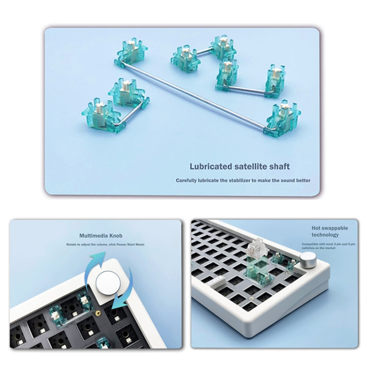 67 Keys Three-mode Customized DIY With Knob Mechanical Keyboard Kit Supports Hot Plug RGB Backlight, Color: White - Other by PMC Jewellery | Online Shopping South Africa | PMC Jewellery | Buy Now Pay Later Mobicred