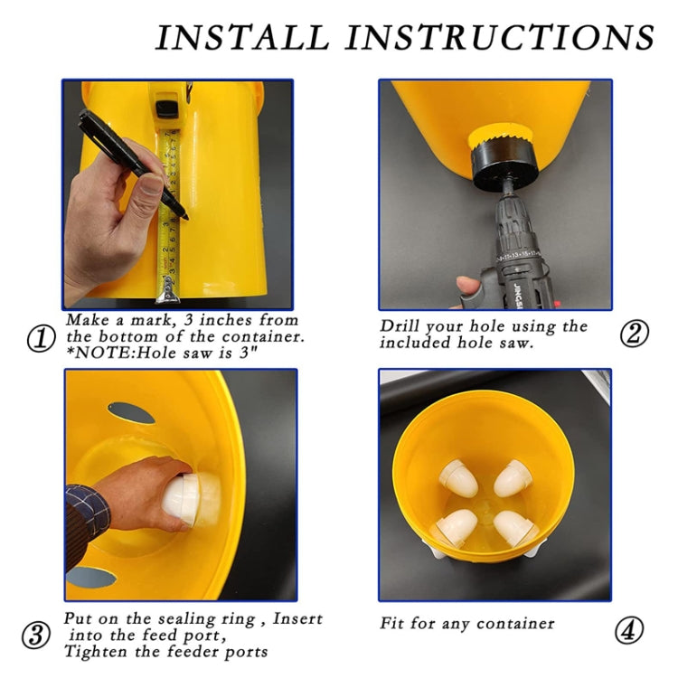 DIY Chicken Feeders Automatic Poultry Feeders Kit For Buckets, Barrels, Troughs, Spec: 4pcs/set Orange - Food Bowls by PMC Jewellery | Online Shopping South Africa | PMC Jewellery