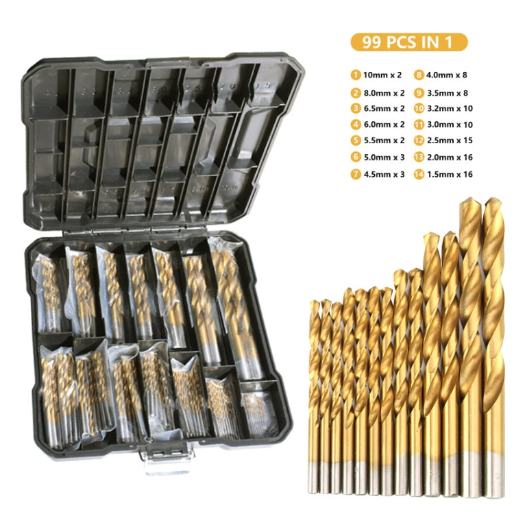 99-in-1  Titanium Drill Bit Set High-Speed Steel Drill Bits - Drill & Drill Bits by PMC Jewellery | Online Shopping South Africa | PMC Jewellery