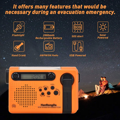 HanRongda HRD-900 LED Lighting Solar Hand Crank Power Generation NOAA Weather Warning Radio(Dark Green) - Radio Player by HanRongda | Online Shopping South Africa | PMC Jewellery | Buy Now Pay Later Mobicred