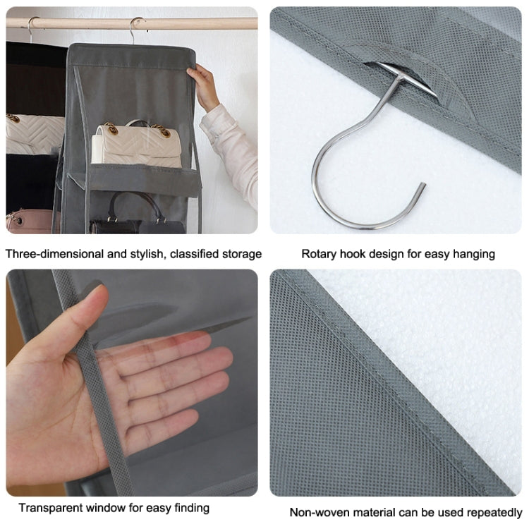 2pcs Double Sided Transparent Storage Bag Bedroom Wardrobe Storage Dustproof Hanging Bag Black 8 Grid - free shipping - PMC TechLife - Order now!