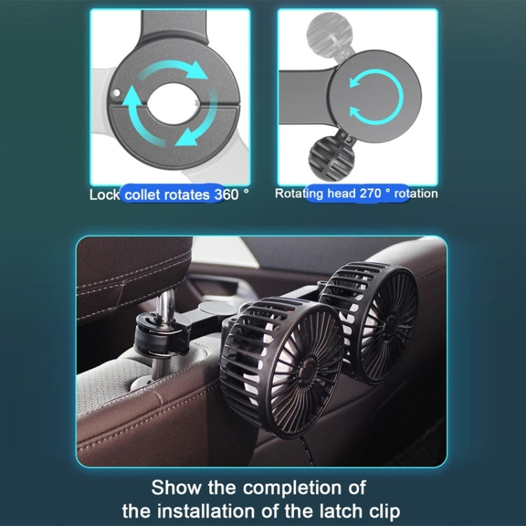 12V/24V Car Rear Seat Back USB Interface Powerful Double-headed Fan(F4207) - Heating & Fans by PMC TechLife | Online Shopping South Africa | PMC TechLife | Buy Now Pay Later Mobicred