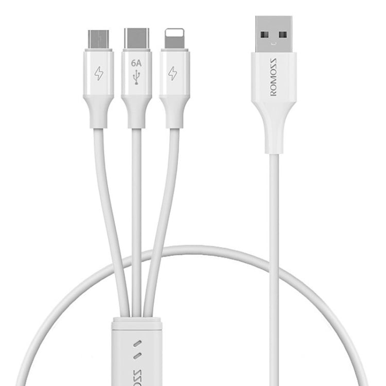 ROMOSS CB251N 66W 8 Pin + USB-C/Type-C + Micro USB 3 In 1 Charging Data Cable (1.2m) - Multifunction Cable by ROMOSS | Online Shopping South Africa | PMC Jewellery | Buy Now Pay Later Mobicred