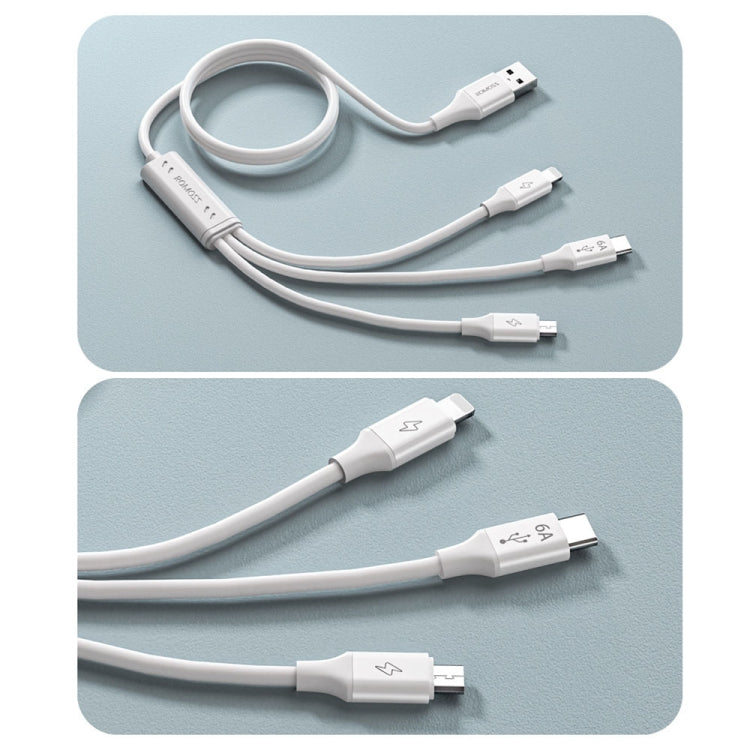 ROMOSS CB251N 66W 8 Pin + USB-C/Type-C + Micro USB 3 In 1 Charging Data Cable (1.2m) - Multifunction Cable by ROMOSS | Online Shopping South Africa | PMC Jewellery | Buy Now Pay Later Mobicred