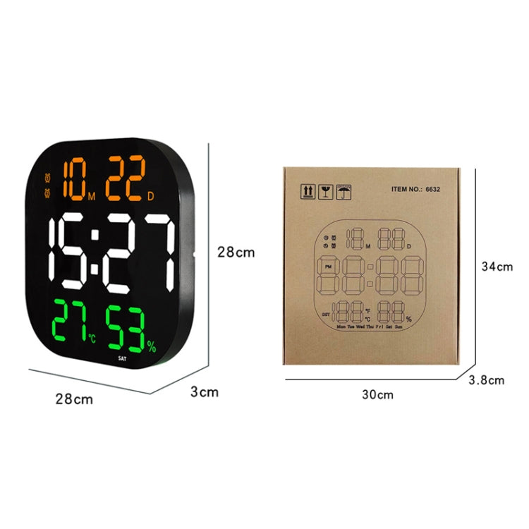 13-Inch LED Acrylic Electronic Clock Large-Screen Square Wall Clock With Timing Temperature Humidity(6632 White Red) - Wall Clock by PMC TechLife | Online Shopping South Africa | PMC TechLife