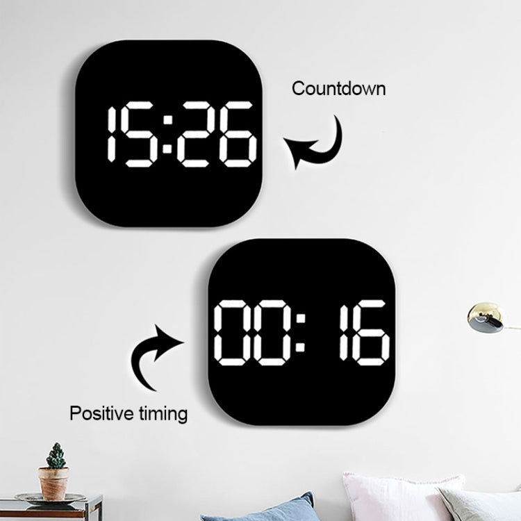 13-Inch LED Acrylic Electronic Clock Large-Screen Square Wall Clock With Timing Temperature Humidity(6632 White Red) - Wall Clock by PMC TechLife | Online Shopping South Africa | PMC TechLife