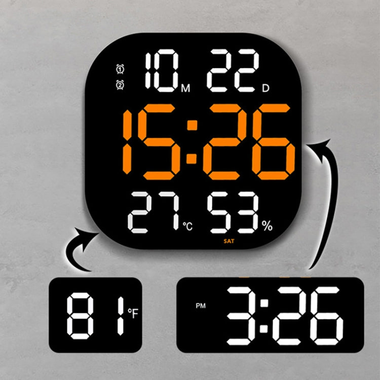 13-Inch LED Acrylic Electronic Clock Large-Screen Square Wall Clock With Timing Temperature Humidity(6632 White Red) - Wall Clock by PMC TechLife | Online Shopping South Africa | PMC TechLife