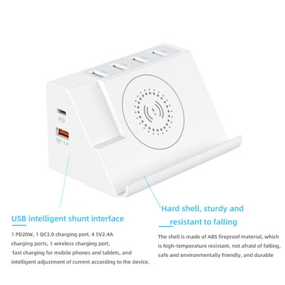 PD 20W +QC 3.0 Wireless Charging+6 Ports Multi-function Charger(US Plug) - Multifunction Charger by PMC Jewellery | Online Shopping South Africa | PMC Jewellery | Buy Now Pay Later Mobicred