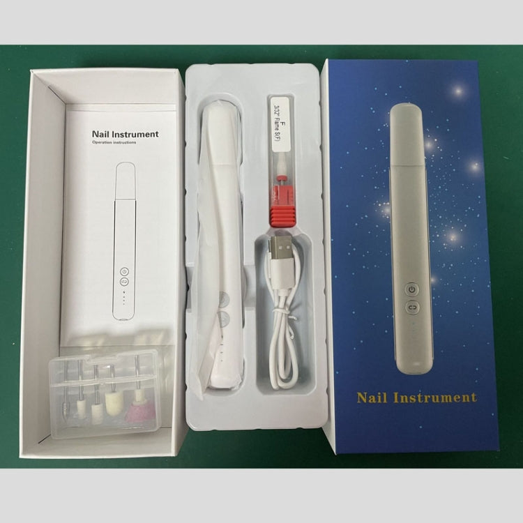 Rechargeable Nail Drill Machine Set with Ceramic Drill Bit Spot Lighting(White) - Grinding Tools & Accessories by PMC Jewellery | Online Shopping South Africa | PMC Jewellery