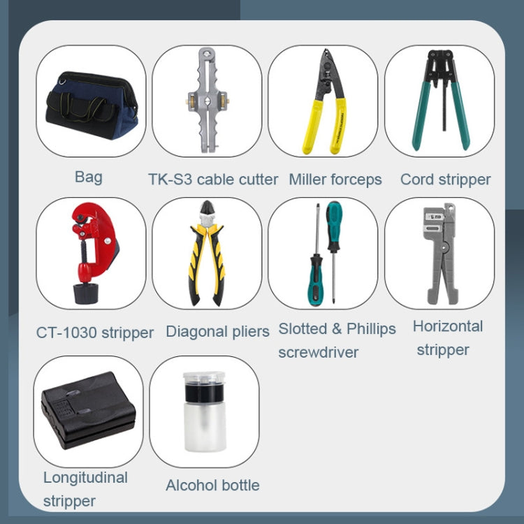 YH-G11 11-In-1 Fiber Optic Tool Kit TK-S3 Cable Knife And Stripping Kit - Lan Cable and Tools by PMC Jewellery | Online Shopping South Africa | PMC Jewellery | Buy Now Pay Later Mobicred