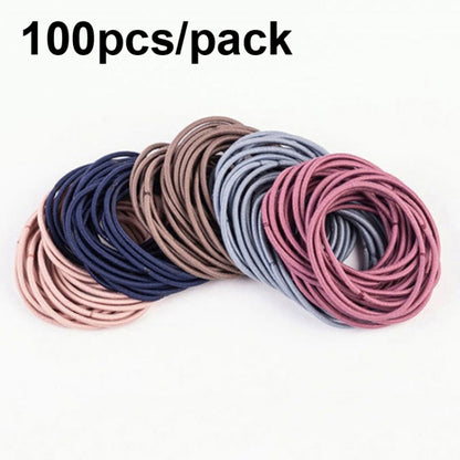 100pcs/pack Stretchy Hair Accessories Nylon Hair Ring Hair Rope Rubber Band Headband(Mixed Color) - Head Bands by PMC Jewellery | Online Shopping South Africa | PMC Jewellery