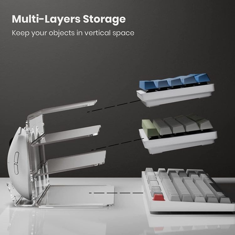 Transparent 3-Layer Acrylic Keyboard Stand Increased Tilt Computer Keyboard Tray(Transparent) - Other by PMC Jewellery | Online Shopping South Africa | PMC Jewellery | Buy Now Pay Later Mobicred