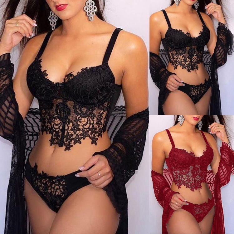 Push Up Bra & Panties Sets Women Sexy Lingerie Lace Underwear, Size: L(Black) - Ladies Underwear by PMC Jewellery | Online Shopping South Africa | PMC Jewellery