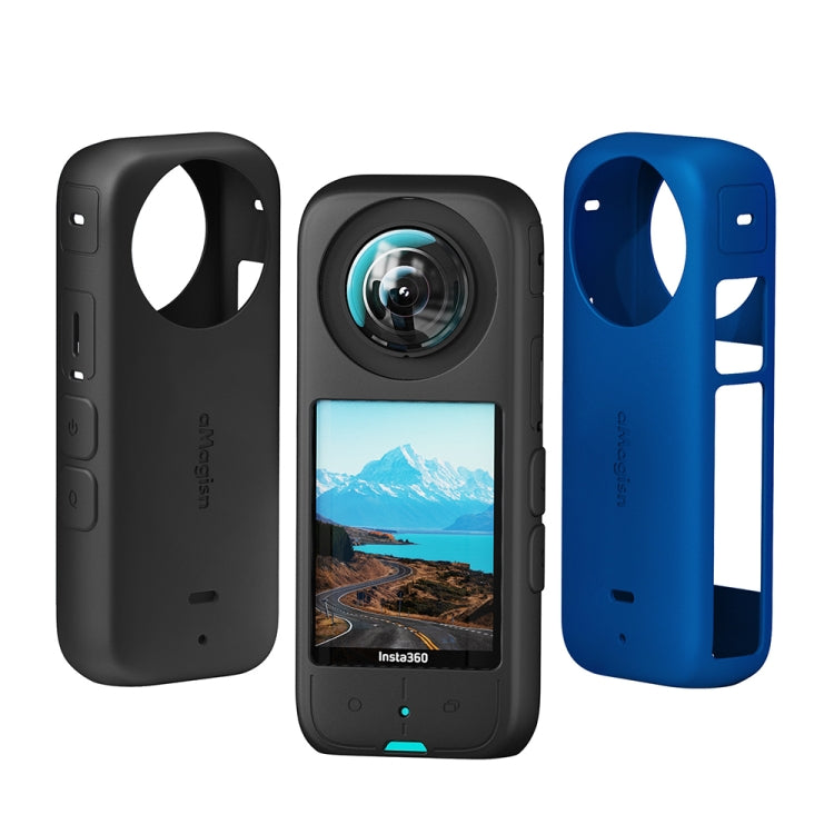 For Insta360 X3 AMagisn Body Silicone Protective Cover, Style: Body+Lens Case (Blue) - Case & Bags by aMagisn | Online Shopping South Africa | PMC Jewellery | Buy Now Pay Later Mobicred