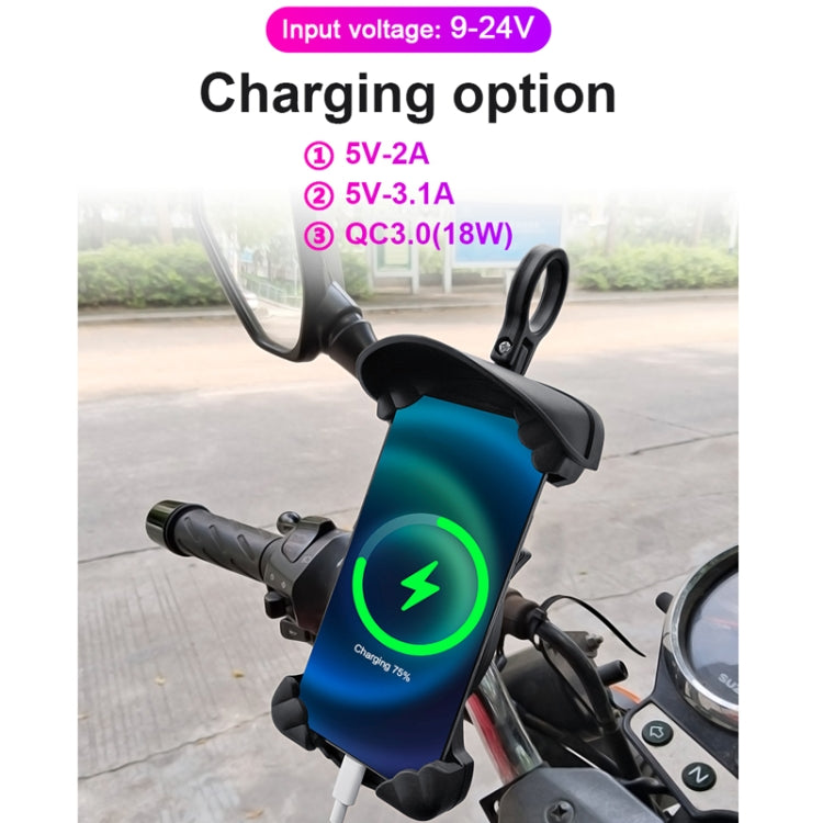 Motorcycle Sunshade Rainproof Mobile Phone Holder, Shape: Charging Mirror Holder 5V-2A - Holder by PMC Jewellery | Online Shopping South Africa | PMC Jewellery | Buy Now Pay Later Mobicred