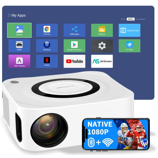 Home HD Projector 1080P Bluetooth WIFI Mobile Phone Smart Projector, Specification: US Plug(2+16G) - LED Projector by PMC Jewellery | Online Shopping South Africa | PMC Jewellery | Buy Now Pay Later Mobicred