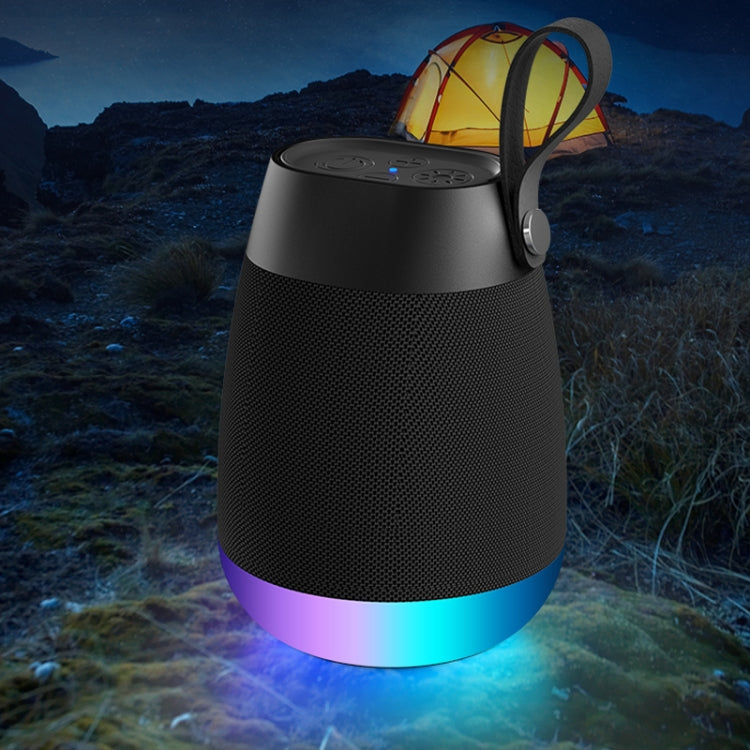 Bluetooth Wireless Fabric Speaker Cylindrical Waterproof Subwoofer With RGB Light(Black) - Desktop Speaker by PMC Jewellery | Online Shopping South Africa | PMC Jewellery | Buy Now Pay Later Mobicred