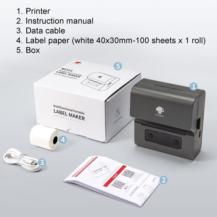 Phomemo M221 Thermal Wireless Label Printer Barcode Bluetooth Label Maker(White) - free shipping - PMC TechLife - Order now!