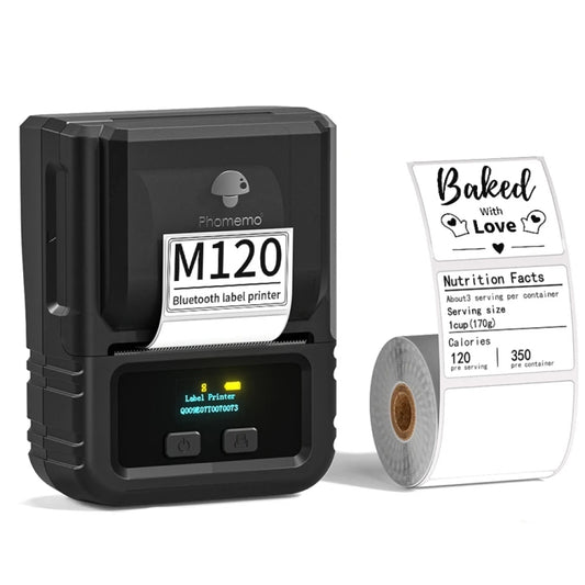 Phomemo M120 Label Maker Barcode Printer Bluetooth Thermal Label Machine(Black) - Printer by Phomemo | Online Shopping South Africa | PMC Jewellery | Buy Now Pay Later Mobicred