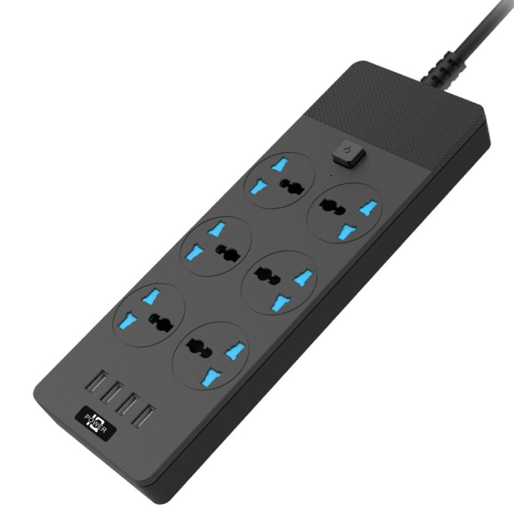 TB-T12 3000W 2m 4-USB Ports + 6-Jacks Multifunctional Flame-Retardant Socket With Switch(US Plug) - Extension Socket by PMC Jewellery | Online Shopping South Africa | PMC Jewellery | Buy Now Pay Later Mobicred